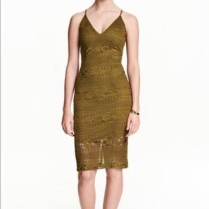 H&M olive green lace Dress